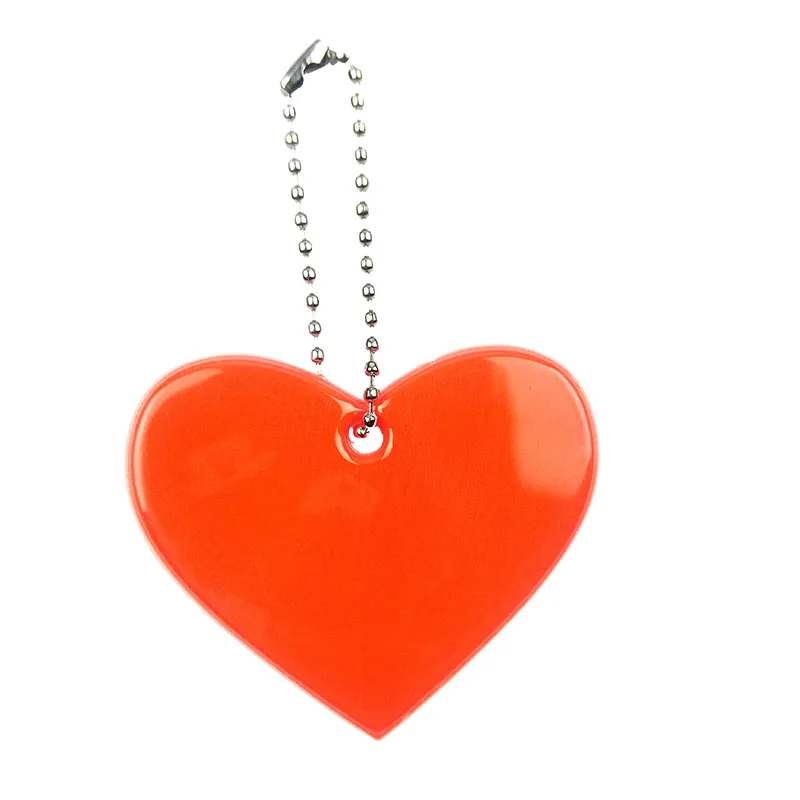 Милый светоотражающий брелок в форме сердца, сумка, подвеска, Студенческая школьная сумка, аксессуары, мягкий ПВХ отражатель, брелки для видимой безопасности - Название цвета: orange red