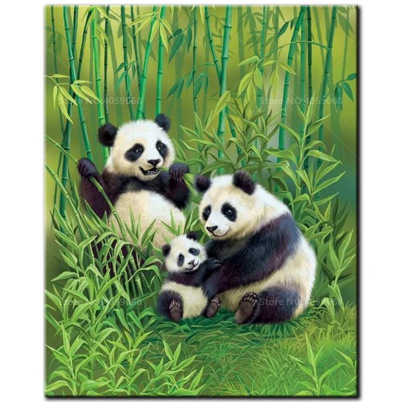 

Full drill square diamond painting 5D DIY diamond embroidery Panda family Cross Stitch Full Round Mosaic Decoration Gift A1105