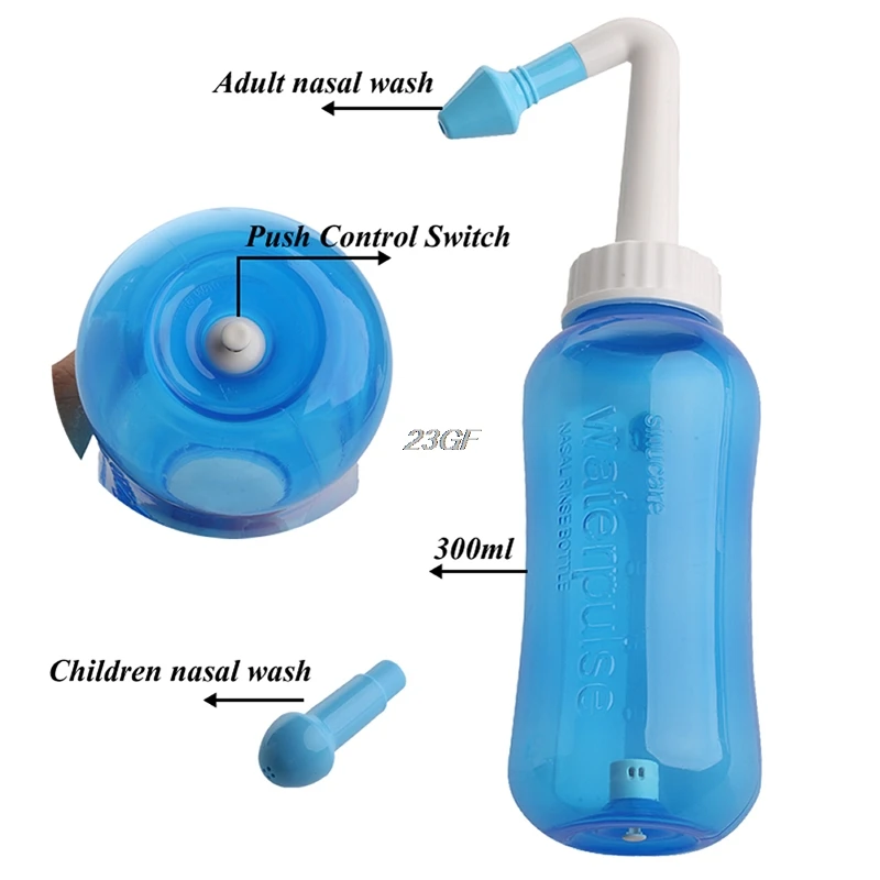 2017 Adults Children Nose Wash System Clean Sinus Allergies Nasal Pressure Neti pot 300ml JUL14 37 3