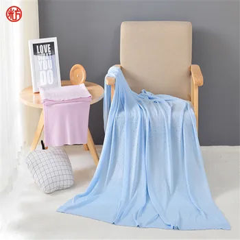 

Home bedding Summer blue throw blanket bamboo pink knitted sofa child trolley Air conditioning blanket soft portable breathable