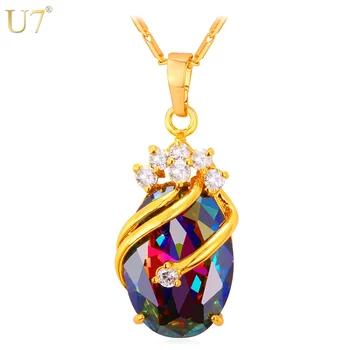 

U7 Crystal Pendant Cubic Zircon Gold Color Trendy Party Wedding Gift For Women Jewelry Branches Necklaces P794