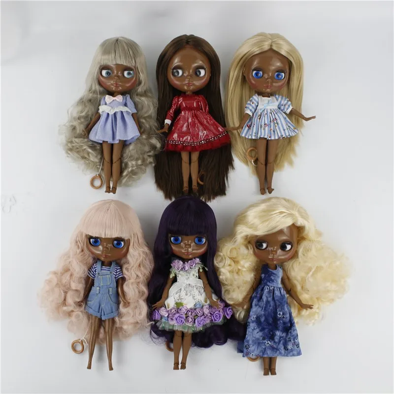 

Blyth nude doll with joint body Straight/Wavy/Curly long hair dark black skin bjd blyth doll toys for kids