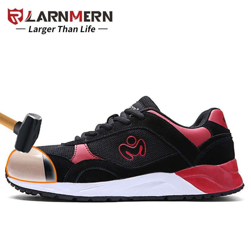 

LARNMERN Men steel toe cap outdoor shoes breathable low-cut sneaker shoes skidproof outdoor trekking footwear
