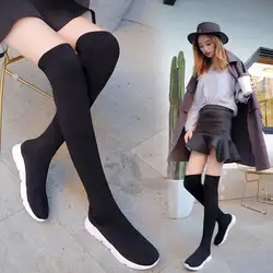 CHAISHOU 2018 новые ткани стрейч обувь Для женщин носок сапоги слипоны Ботфорты женские туфли-лодочки на шпильках сапоги botas mujer