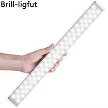 USB Rechargeable Dimmable 68 LED Under Cabinet Light PIR Motion Sensor Cabinet Closet Night Light for Wardrobe Cupboard Kitchen
