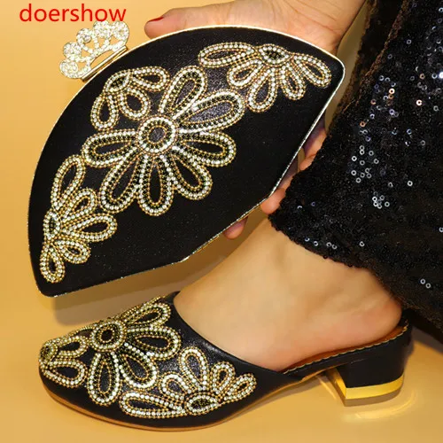 

doershow 2018 Latest black African Shoes And Bag Set For Party High Quality Italian Ahoes And Bags To Match Women party HYY1-7