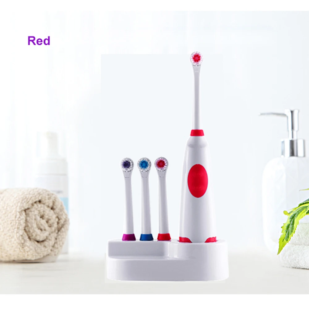  Rotation Battery Electric Toothbrush 4 pcs Replacement Soft Brush Head Revolving Teeth Electric Bru