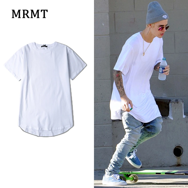 

High street solid grounding arc TEE hem lengthened with short sleeved T-shirt