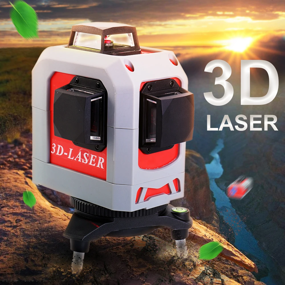 Профессиональный 12 линейный лазерный уровень 3D 360 вертикальный и Горизонтальный