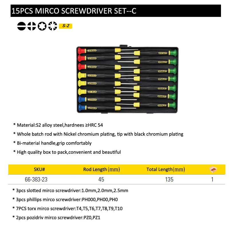 66-383-23 15pcs mirco screwdriver set C size