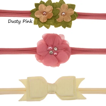 

8 Sets Nylon Headbands Cotton Bow Nylon Band Green Leaf Flower Headband Elastic Band Sweet Hair Accessories Fashion Headwear