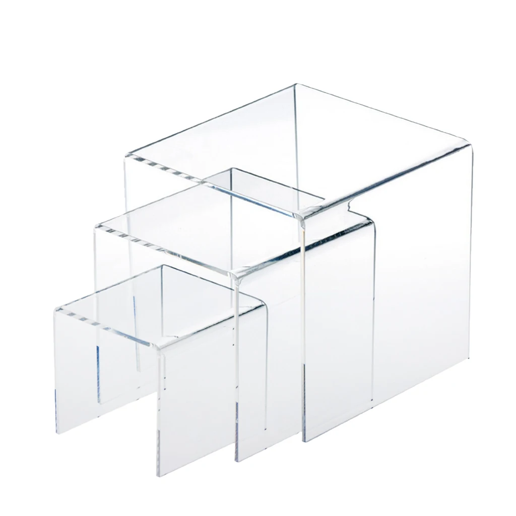 Square Riser Display Stand 4 x 4 x 4 Lot of 2 Acrylic Clear