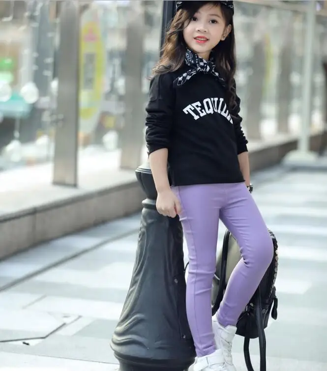 VEENIBEAR/весенне-осенние штаны для девочек хлопковые леггинсы для девочки детские штаны узкие брюки-карандаш возраст От 3 до 11 лет - Цвет: purple
