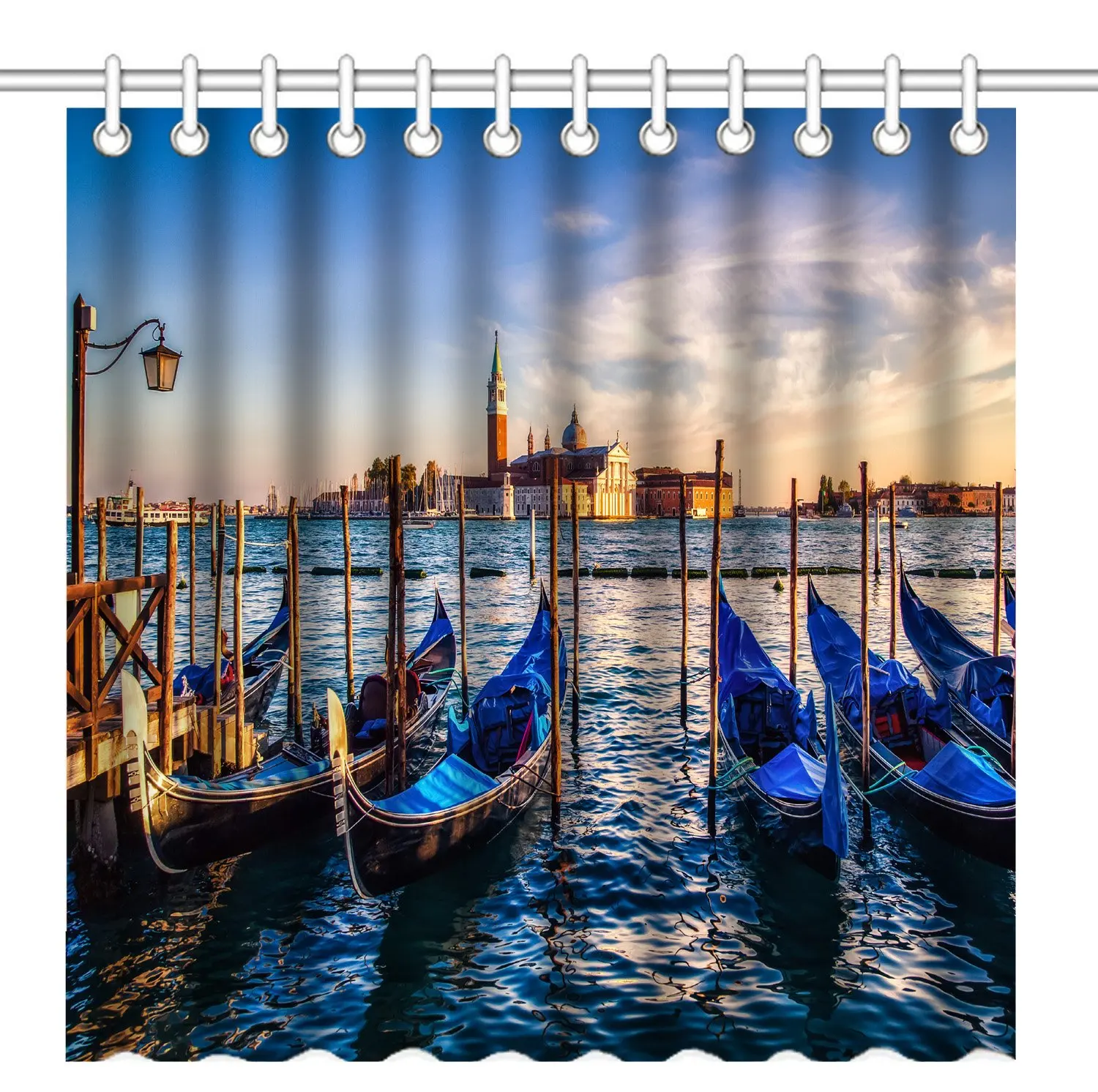 Занавеска для душа Венеция Гондолы на закате ретро старая Лодка Пейзаж
