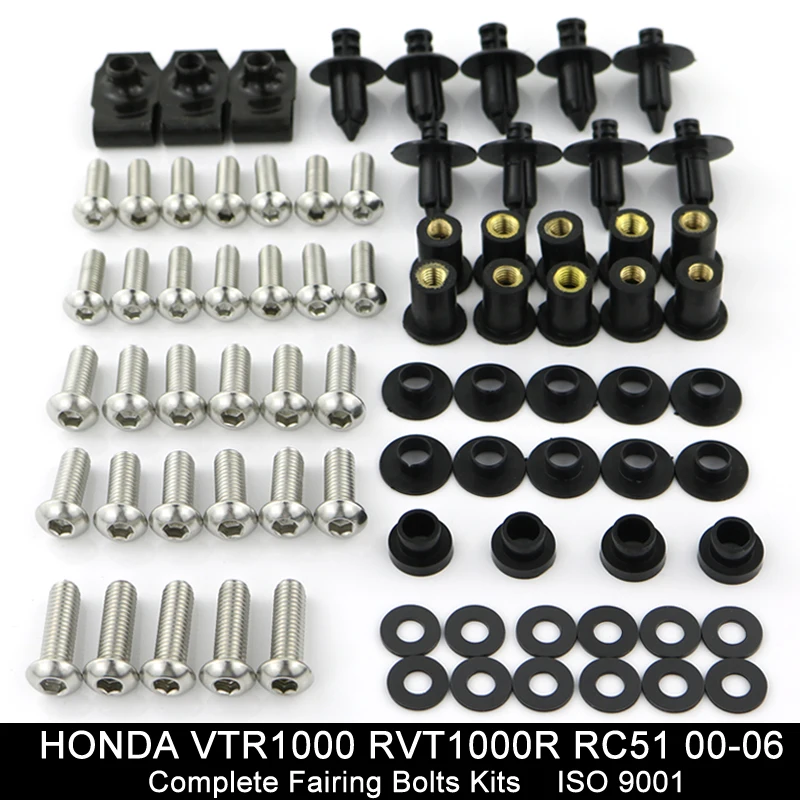

For Honda VTR1000 VTR1000R RC51 2000-2006 Motorcycle Complete Full Fairing Bolts Kit Fairing Clips Stainless Steel