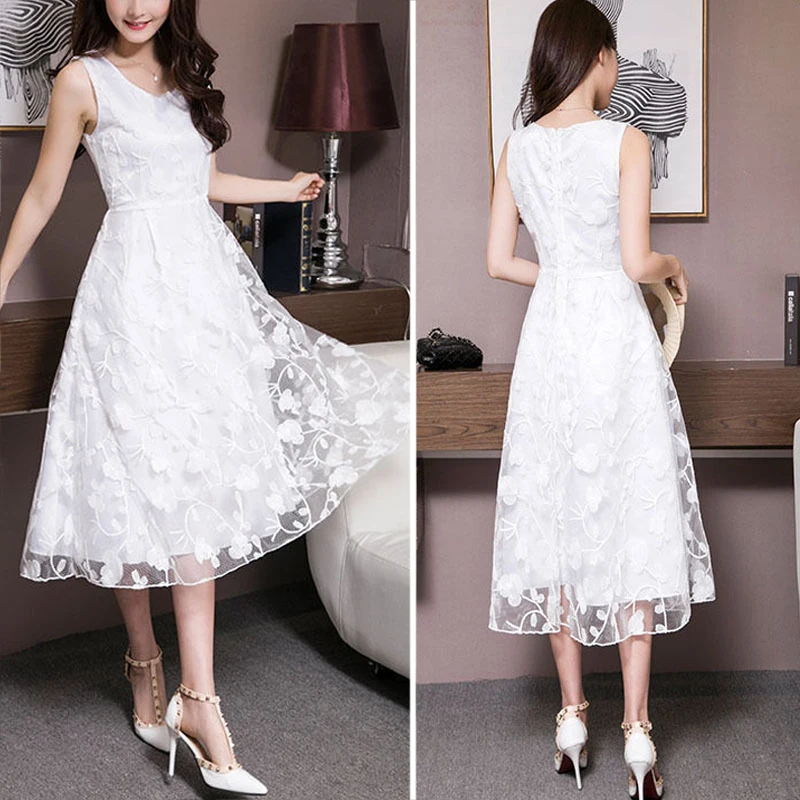 

Fashion Womens Lace Floral Prom Evening Party Bridesmaid Wedding Midi Dress