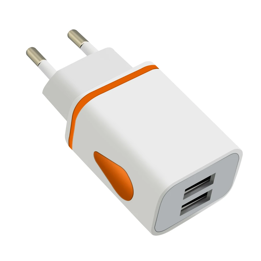 5v 2.1A световой 2USB концентратор Fast ethernet USB Зарядное устройство для samsung Meizu Xiaomi huawei iphone Зарядное устройство ЕС Подключите адаптер планшеты разъем питания - Тип штекера: Orange  Eu plug