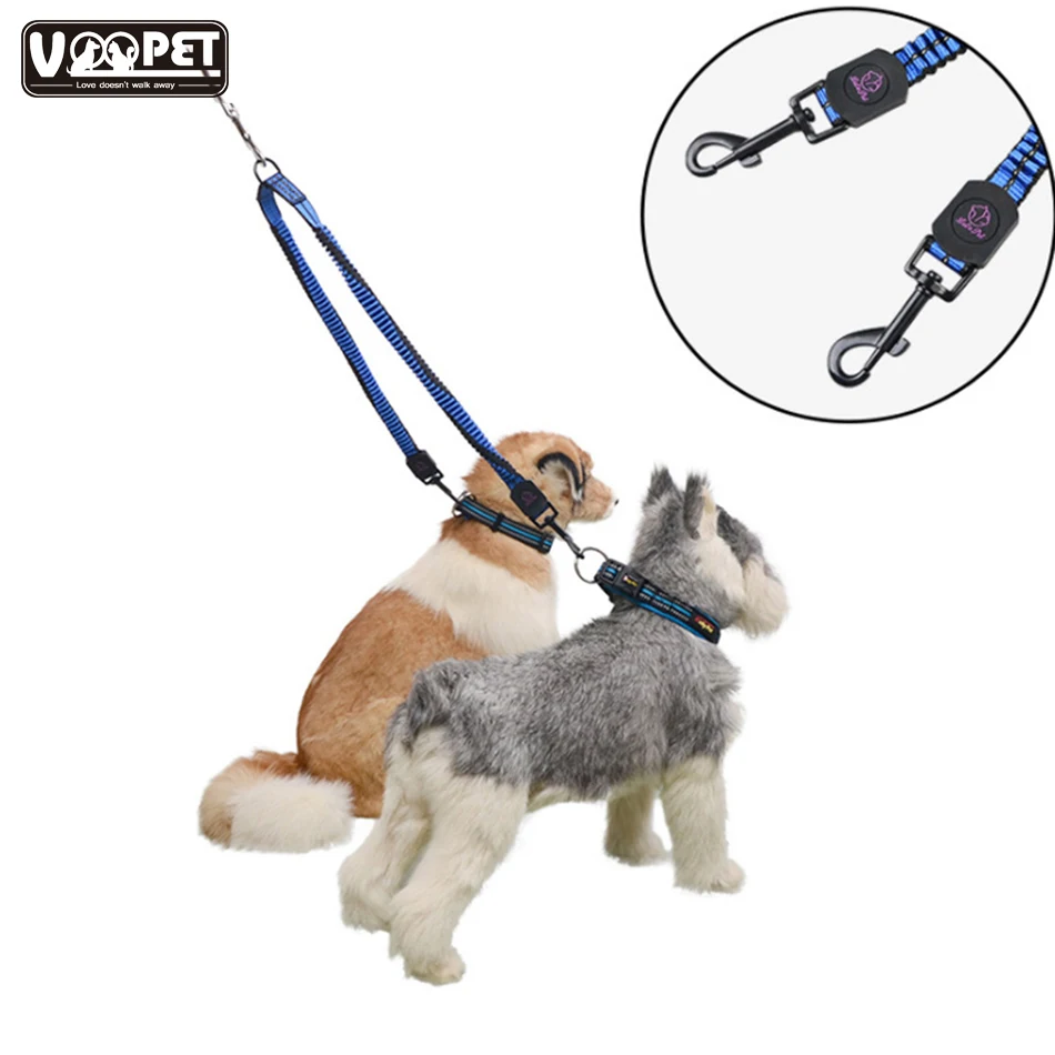 Dog Walking Rope for Two Dogs Training Safety Leash Travel Nylon Double Headed Reflective Adjustable Pet Product | Дом и сад