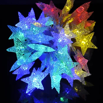 

5M 28 LED Frosted Star Pentagram Fairy Christmas String Light AC 220V RGB Xmas Tree Party Outdoor Holiday Wedding Decoration