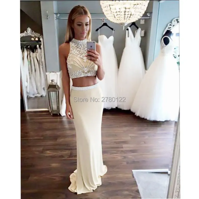 Evening-Dress-2-Pieces-Elegant-White-Stain-Sashes-High-Beading-Fashion-Mermaid-Glamorous-Party-2017-Hot