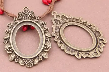

20pcs 29 x 36mm Antique Bronze Cabochon Pendant Base, Oval pendant setting (3010318)