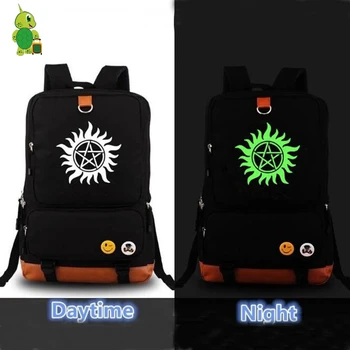 

Supernatural Luminous Backpack Sam Dean Cosplay Backpack Canvas School Bags Mochila Women Men Large Capacity Travel Bag