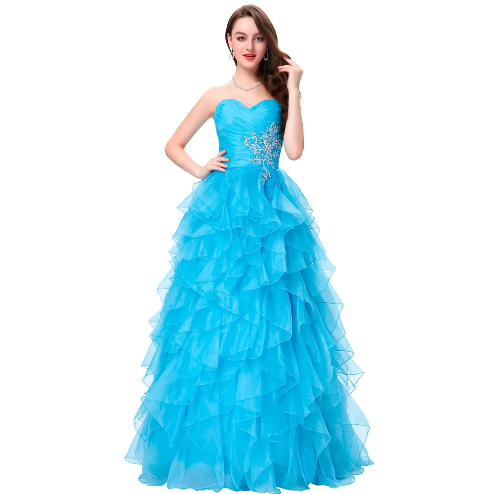 Buy Cheap Robe de Soiree Longue Chiffon Evening Dresses Long Formal Dress Ball Gown Sweetheart Party Evening Dress 2017 Blue Red Yellow