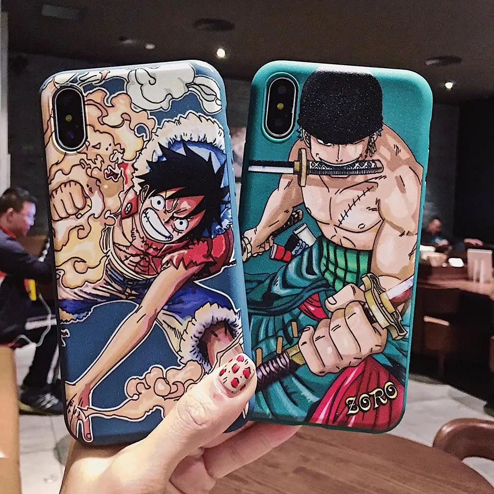 

ONE PIECE Phone Case Japanese Anime Luffy Zoro Coque for iphone 7 8 plus 6S 6 Plus XS Max XR X Silicone Soft Capa