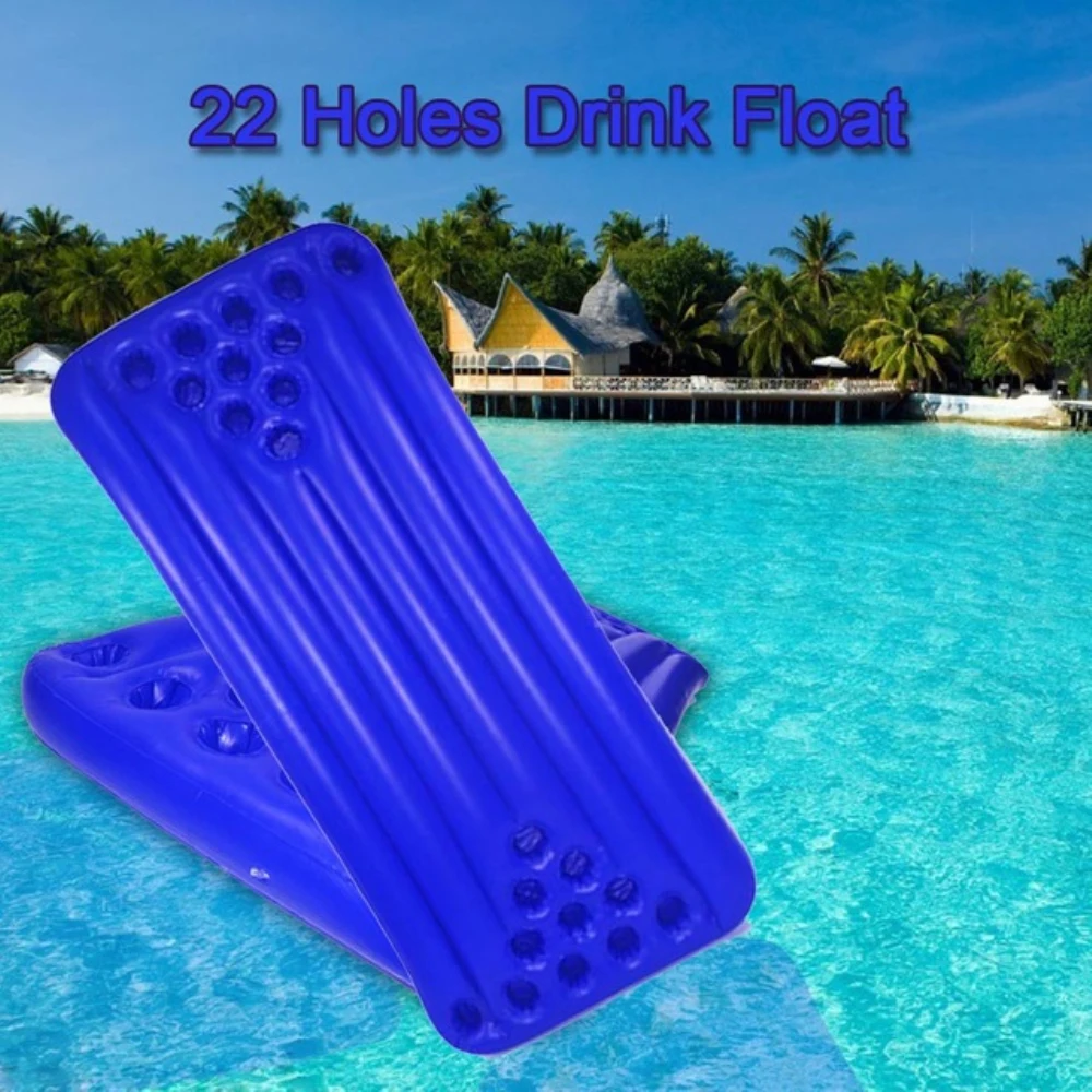 JIAINF Inflatable Blue 22 holes drinks float rectangle swim float cup