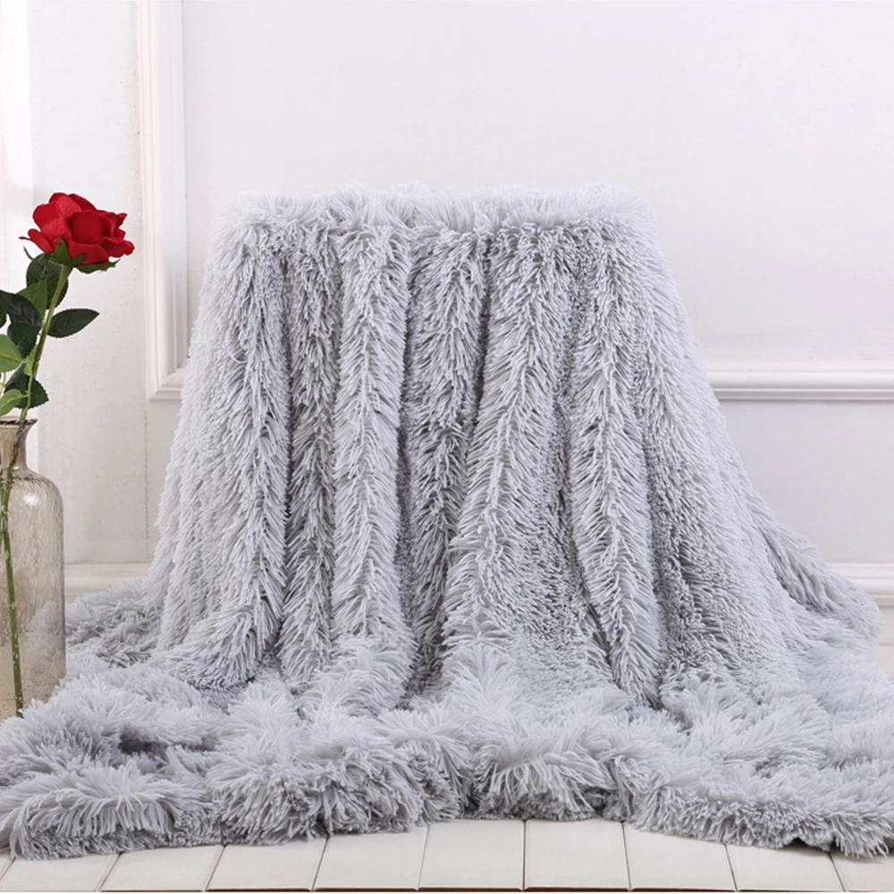 Одеяло из искусственного меха, мягкое пушистое одеяло из шерпы, покрывало s для кровати, покрывало из мохнатого меха, плед fourrure cobertor mantas Sofa47 - Цвет: Светло-серый
