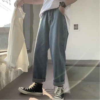 

2019 Summer New Men's Net Red Popular Loose Old Nine Points Japanese Light Color Harajuku Casual Jeans