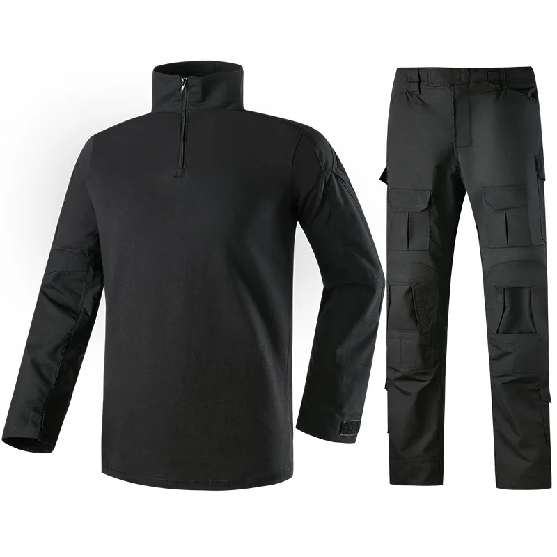 Пейнтбол тактическая камуфляжная военная форма Военная Маскировочная костюм военная одежда для охотника и рыбалки рубашка и брюки - Цвет: Black