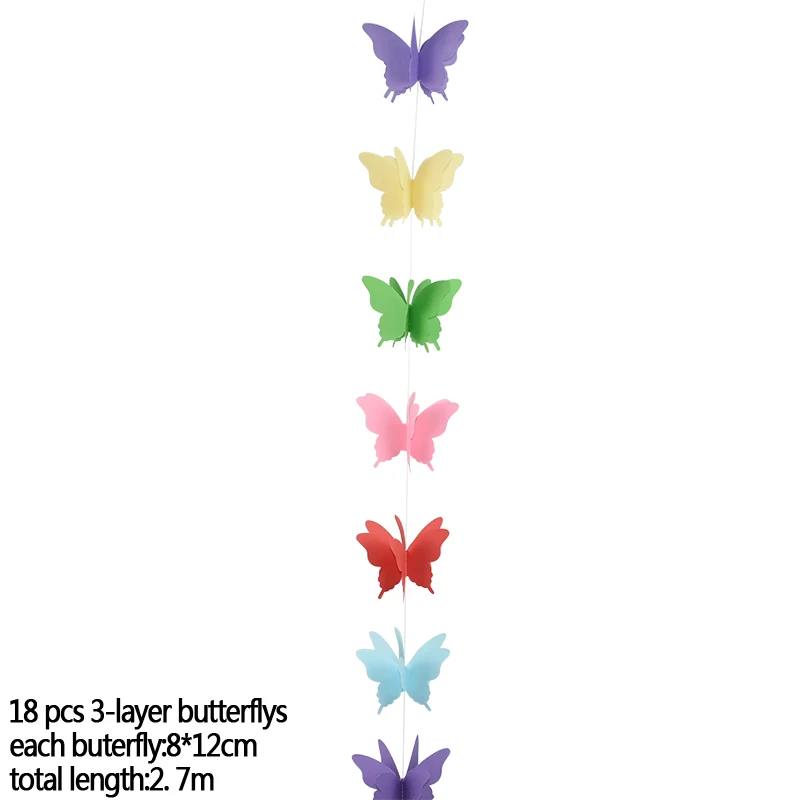 2,7 м, 8 см, бумажная 3D Гирлянда с бабочками, сделай сам, занавеска, цветы для детей, на день рождения, украшение для детской комнаты, Настенный Цветок - Цвет: B09