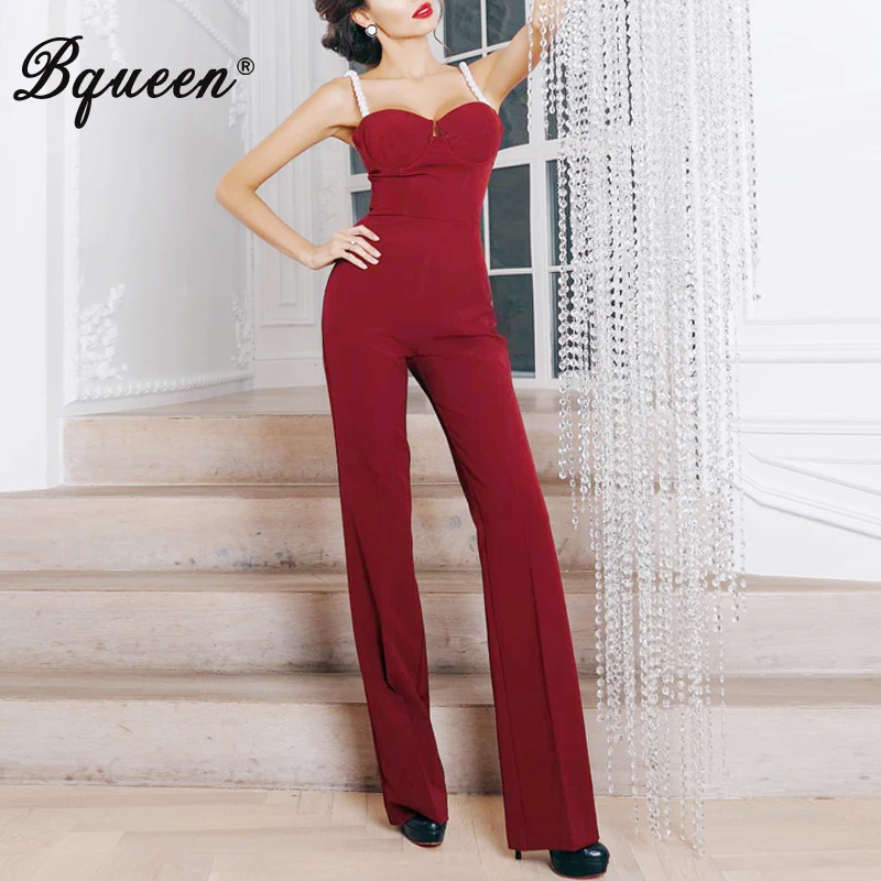 

Bqueen Womens Jumpsuit 2019 New Pearl Sleeveless Jumpsuit Female Sexy Club Party Rompers Fashion