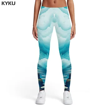 

KYKU Psychedelic Leggings Women Cloud Sexy Cartoon Leggins Graffiti Elastic Art Trousers Womens Leggings Pants Jeggings Fashion