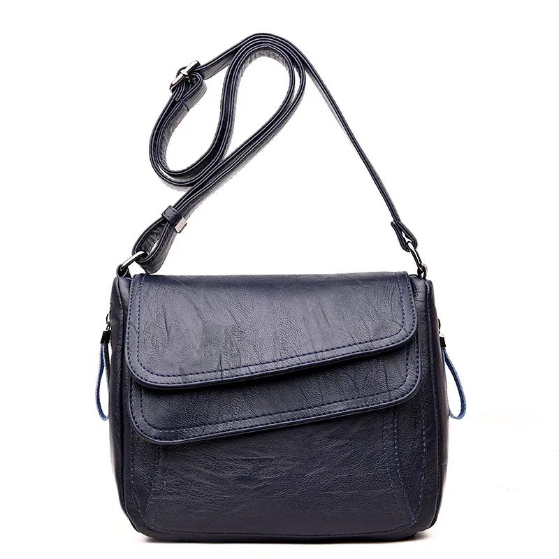 Женские кожаные сумки-мессенджеры, женские винтажные сумки через плечо, дизайнерские роскошные сумки для женщин - Цвет: BLUE