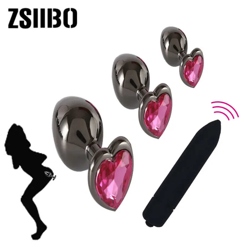 Stainless steel anal plug  Gun color heart-shaped vestibule metal anal plug  for men and women anal masturbation Unisex toys