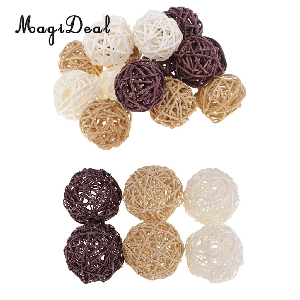 21pcs mixed sizes Wicker Rattan Balls, Christmas/Birthday&Home Wedding Party Decorations DIY Ornaments Rattan Ball Kids Toys