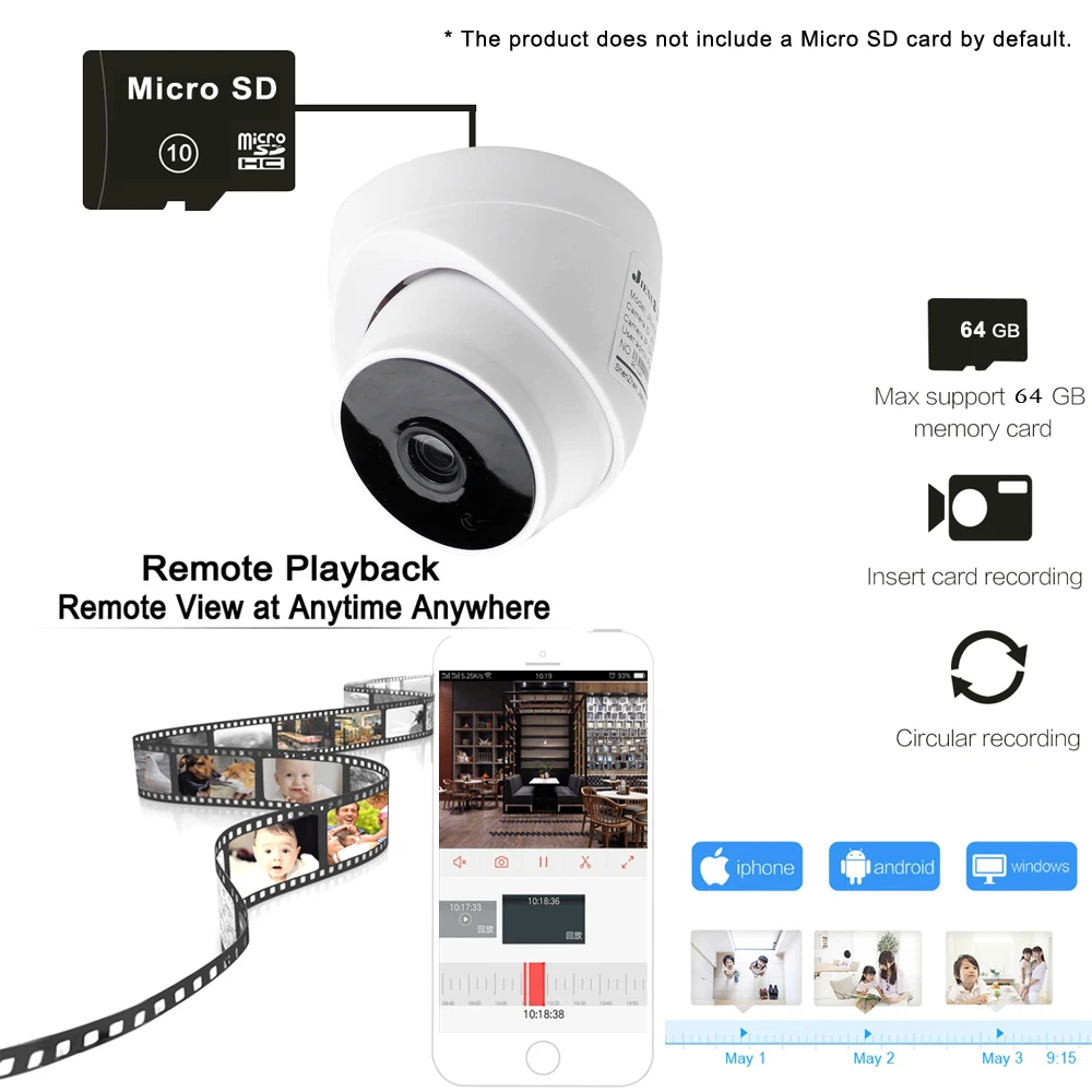 Macchina Fotografica della cupola del IP di Wifi 1080P 720P Audio CCTV di Sicurezza HD Casa Telecam