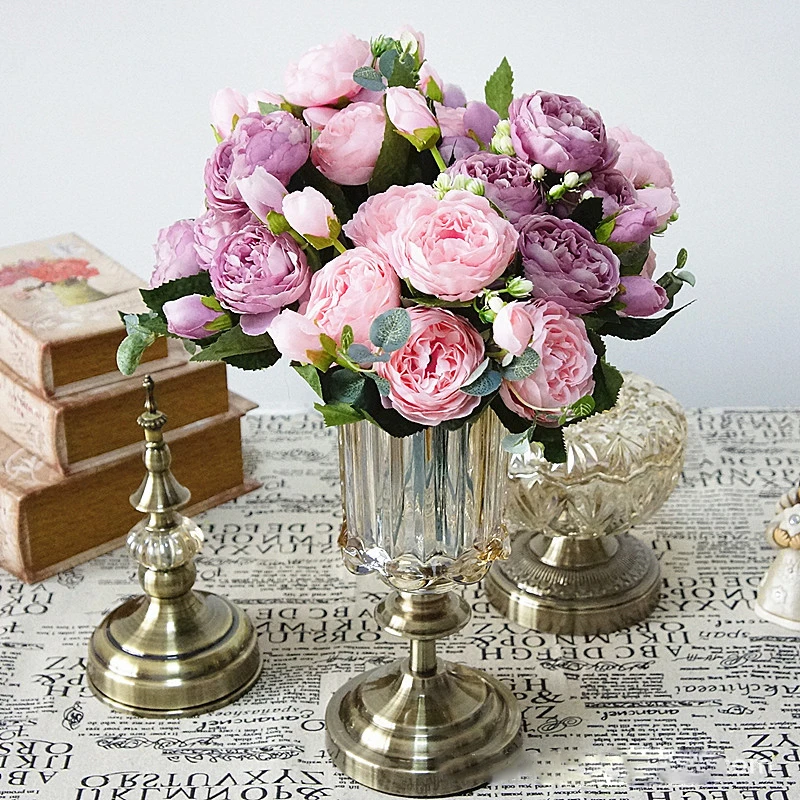 5 больших головок/Букет пионов, искусственные цветы, Шелковый Букет пионов, 4 бутона, цветы для свадьбы, украшения дома, искусственные пионы, розы