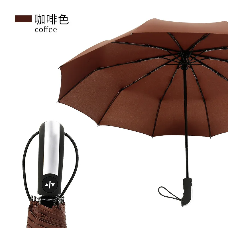Высококачественный деловой автоматический трехслойный зонт. Одноцветный мужской деловой зонт