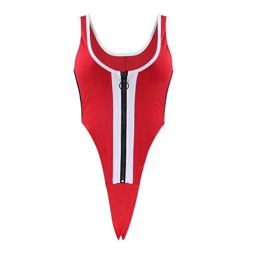 Women High-Crossing Bottoming-Shirt Thong one-piece suits push up swimsuit female Zipper deep v swimwear 2018 sexy bodysuit
