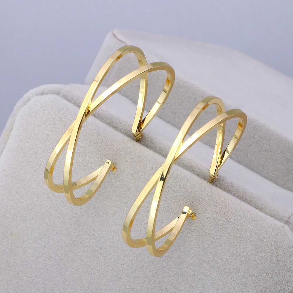 

35mm Diameter Big Multilayer Hoop Earrings For Women Statement Metal Round Earrings Gold-Color Party Jewelry Brincos Accessories