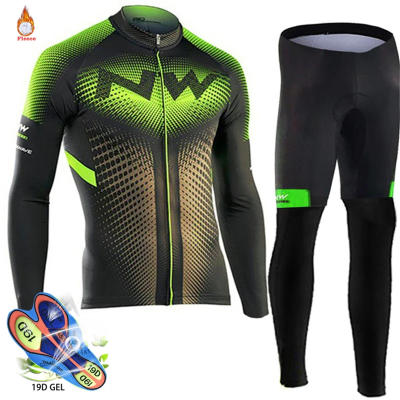 Northwave الدراجات جيرسي 2018 الموالية فريق الدراجة الشتاء الحراري الصوف طويلة الأكمام مجموعة روبا Ciclismo دراجة الترياتلون الدراجات مجموعة