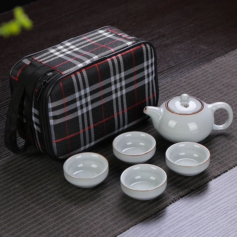 Brother kiln a pot of four cups of travel tea sets carrying case ceramic teapot gift