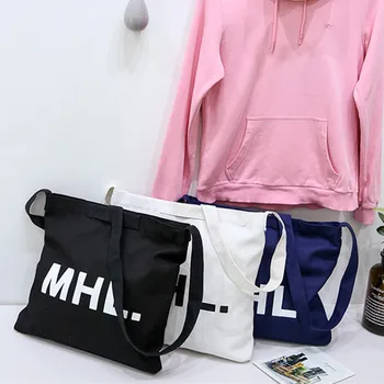 

NEW Zipped Solid Cotton Canvas Messenger Bag Single Cross Body Strap Print English Letter 8510-6