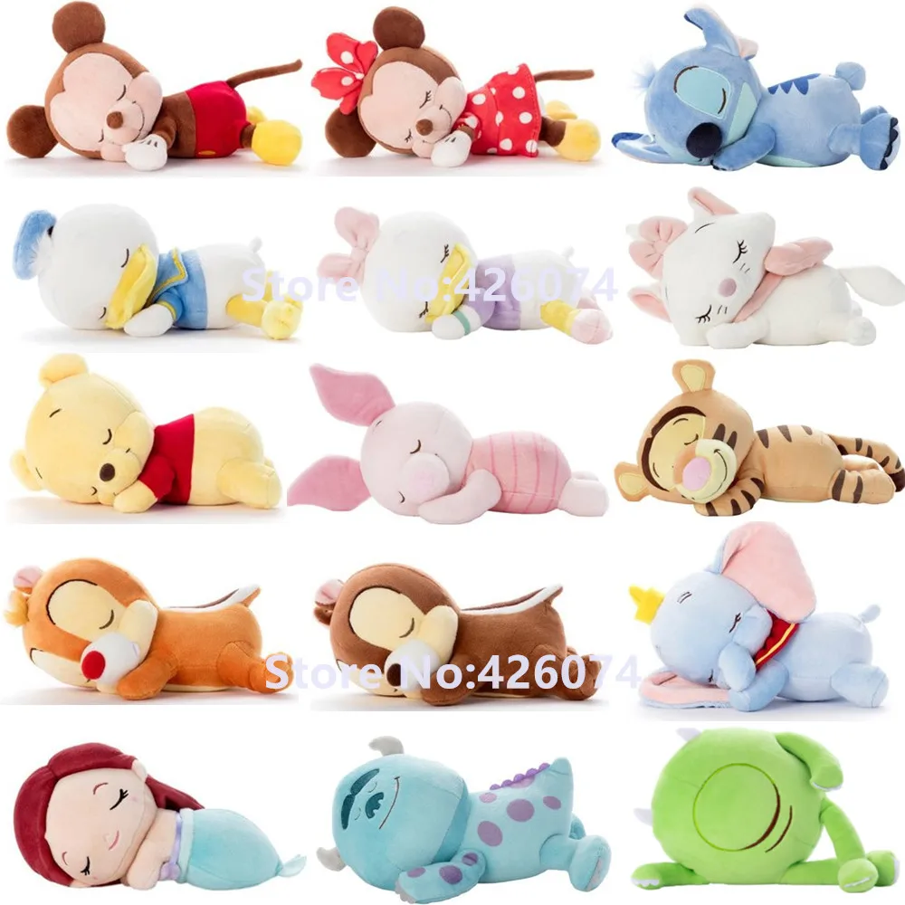 

Sleep Mickey Minnie Donald Duck Daisy Stitch Marie Dumbo Chip and Dale Piglet Sulley Mermaid Plush Kids Stuffed Animals Toys