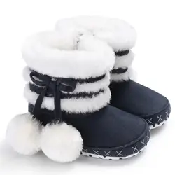Осень-зима теплые детские Снегоступы мягкая подошва дети хлопок Прекрасный Младенческая малышей 0-18 м милая обувь для маленьких мальчиков