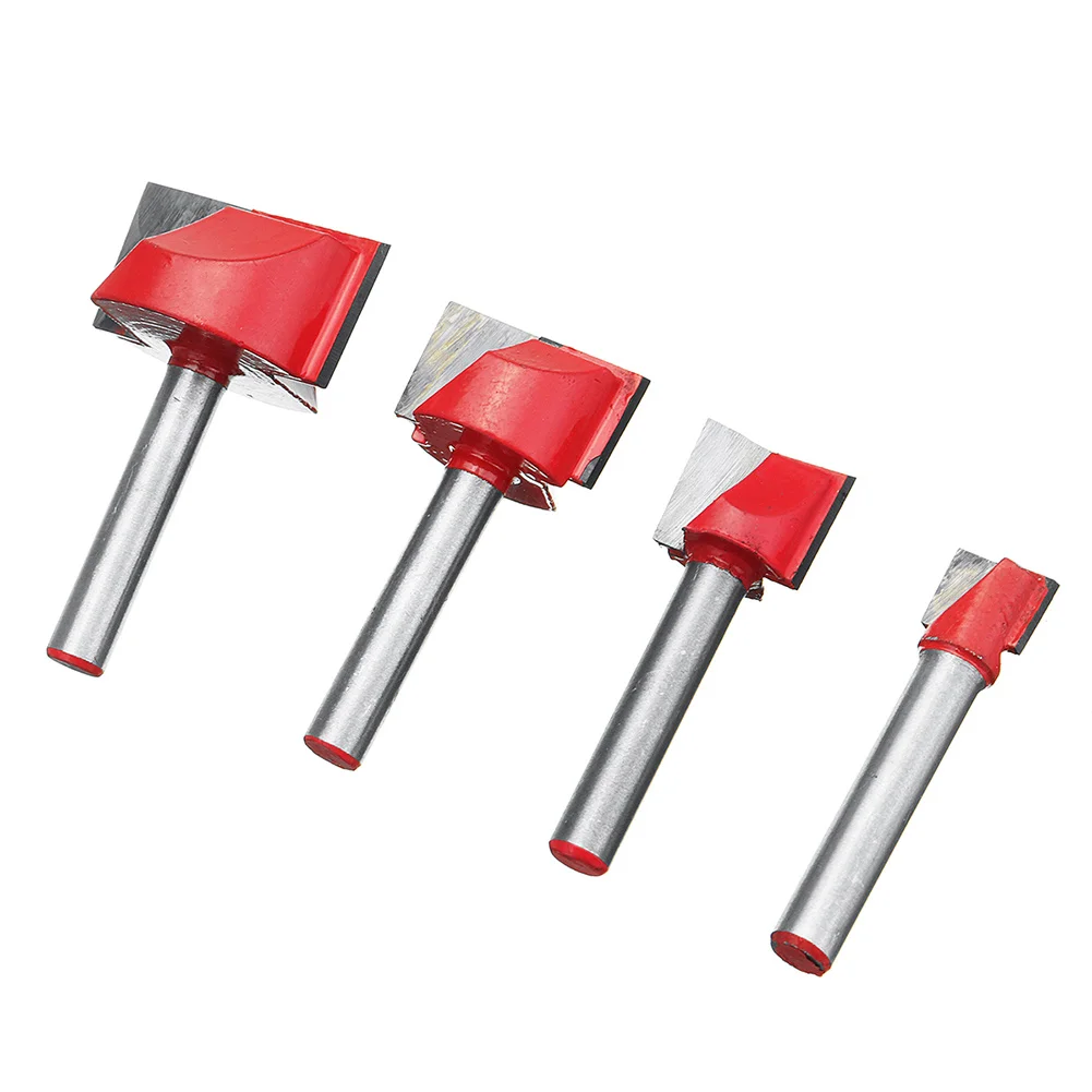 

4 Pcs 10/15/22/30mm Router Bit Surface Planing Bottom Cleaning Wood Milling CNC Router Bit Dropshipping