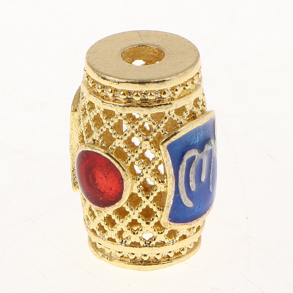 2 Pcs Delicate Enamel Barrel Beads Large Hole 2mm 4mm Round Loose Beads Spacer Charms for Handmade Jewelry Making and Crafting
